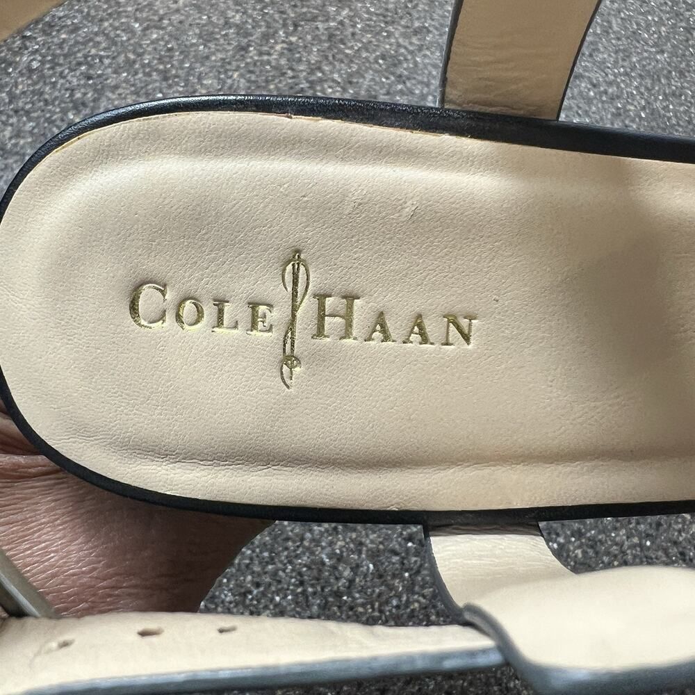 Cole Haan Women's 8 B Wedge Black Leather Espadrille Sling Back Open Toe Sandals - Picture 11 of 11